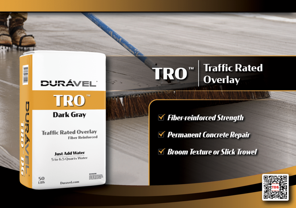 Duravel TRO traffic rated overlay for concrete texture restoration